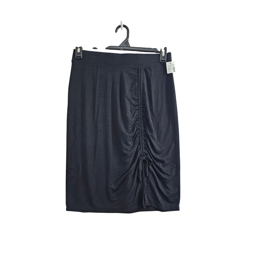 Maurices Ruched Skirt Womens Small Black Solid‎ Drawstring Knit Pencil 146383Y